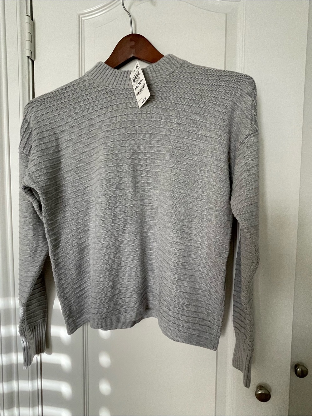 Style & Co. Light Gray Ribbed Crewneck Sweater